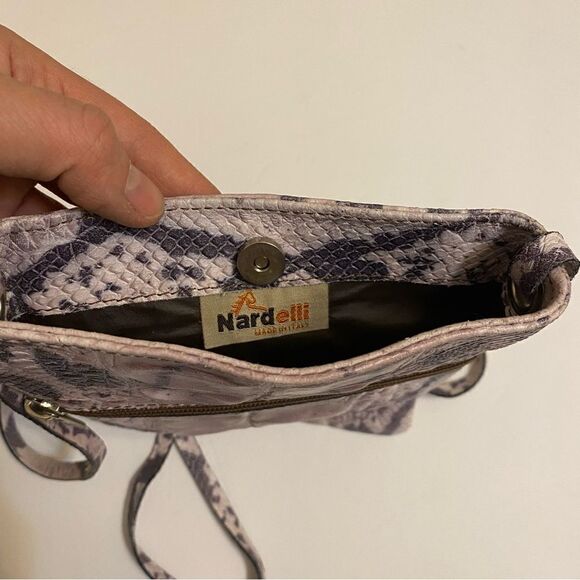 Nardelli Crossbody leather purse bag satchel made in Italy snake skin 7x8.5 - Picture 6 of 7